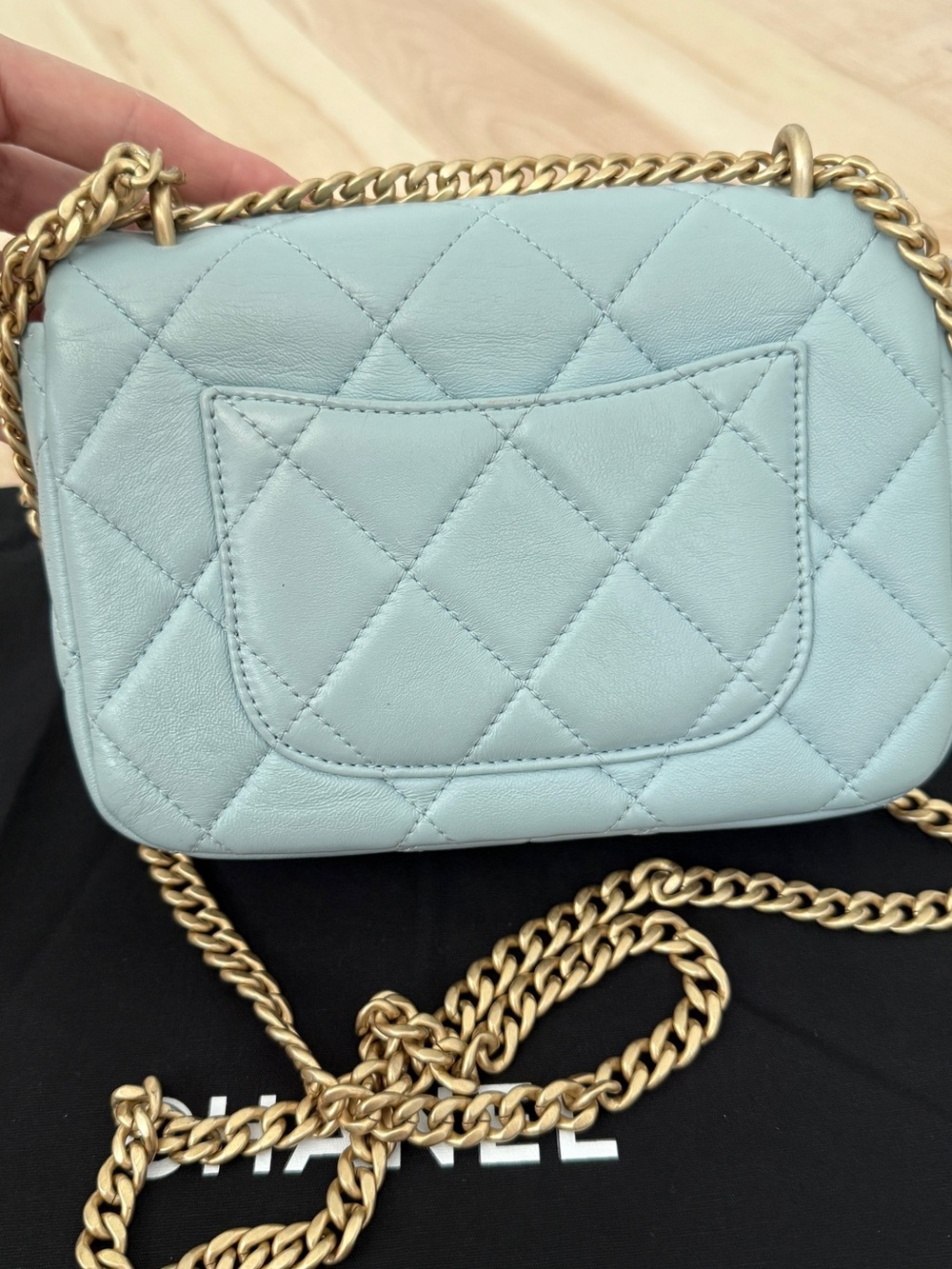 CHANEL Pending CC Square Flap Bag Quilted Lambskin, Blue - Picture 5 of 13